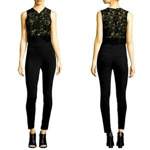 Veronica Beard Black Floral Lace Trim Wright Jumpsuit, NWT! $695 Size 6